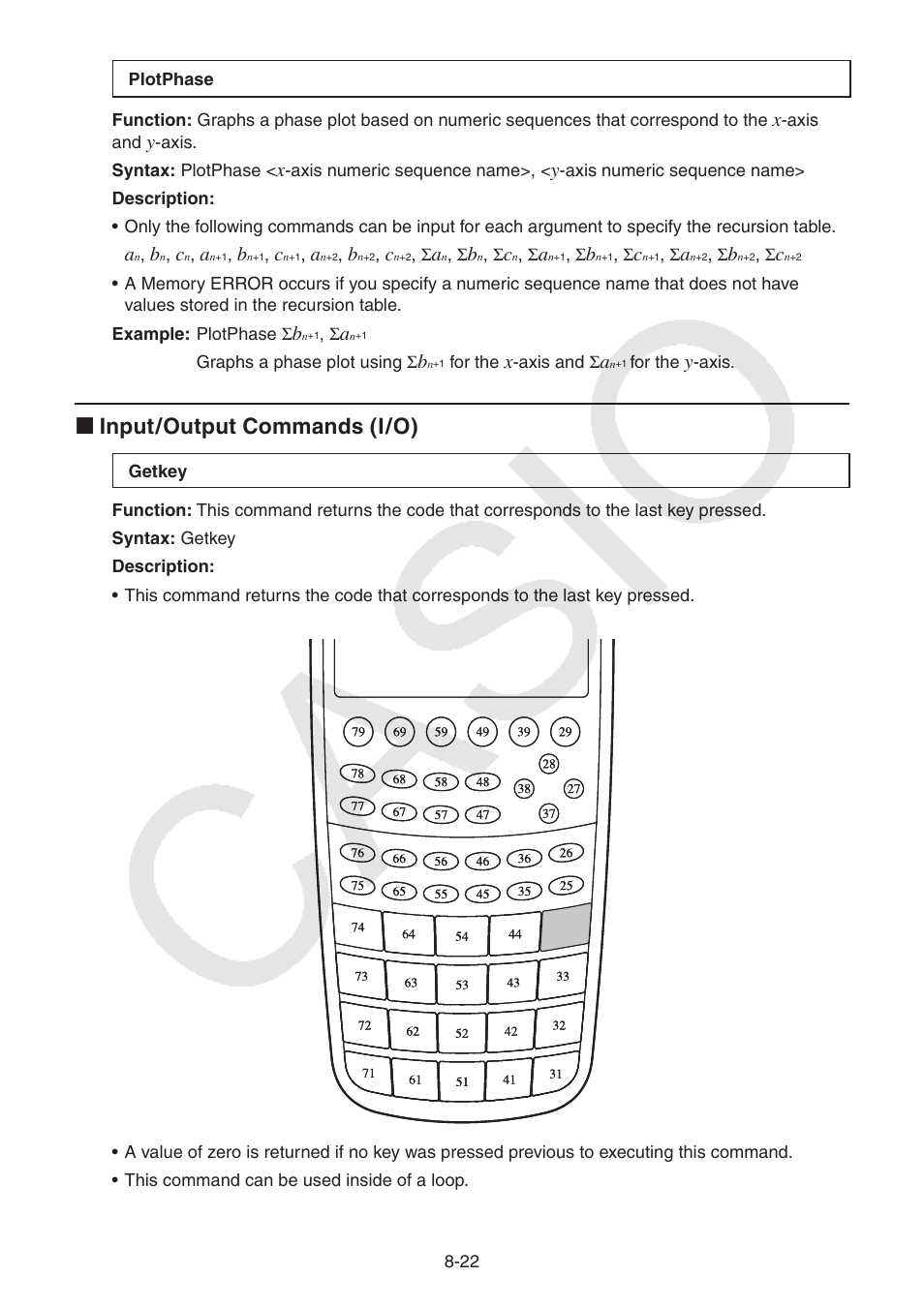 K input/output commands (i/o) | Casio FX-CG10 User Manual | Page 306 / 601