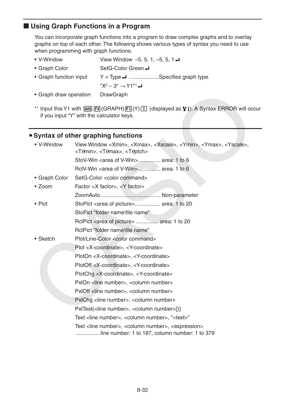 K using graph functions in a program | Casio FX-CG10 User Manual | Page 316 / 601