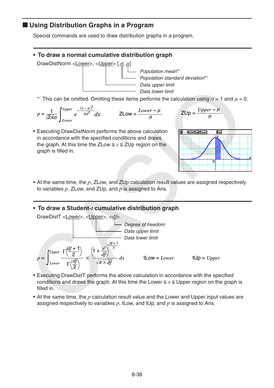 K using distribution graphs in a program | Casio FX-CG10 User Manual | Page 322 / 601