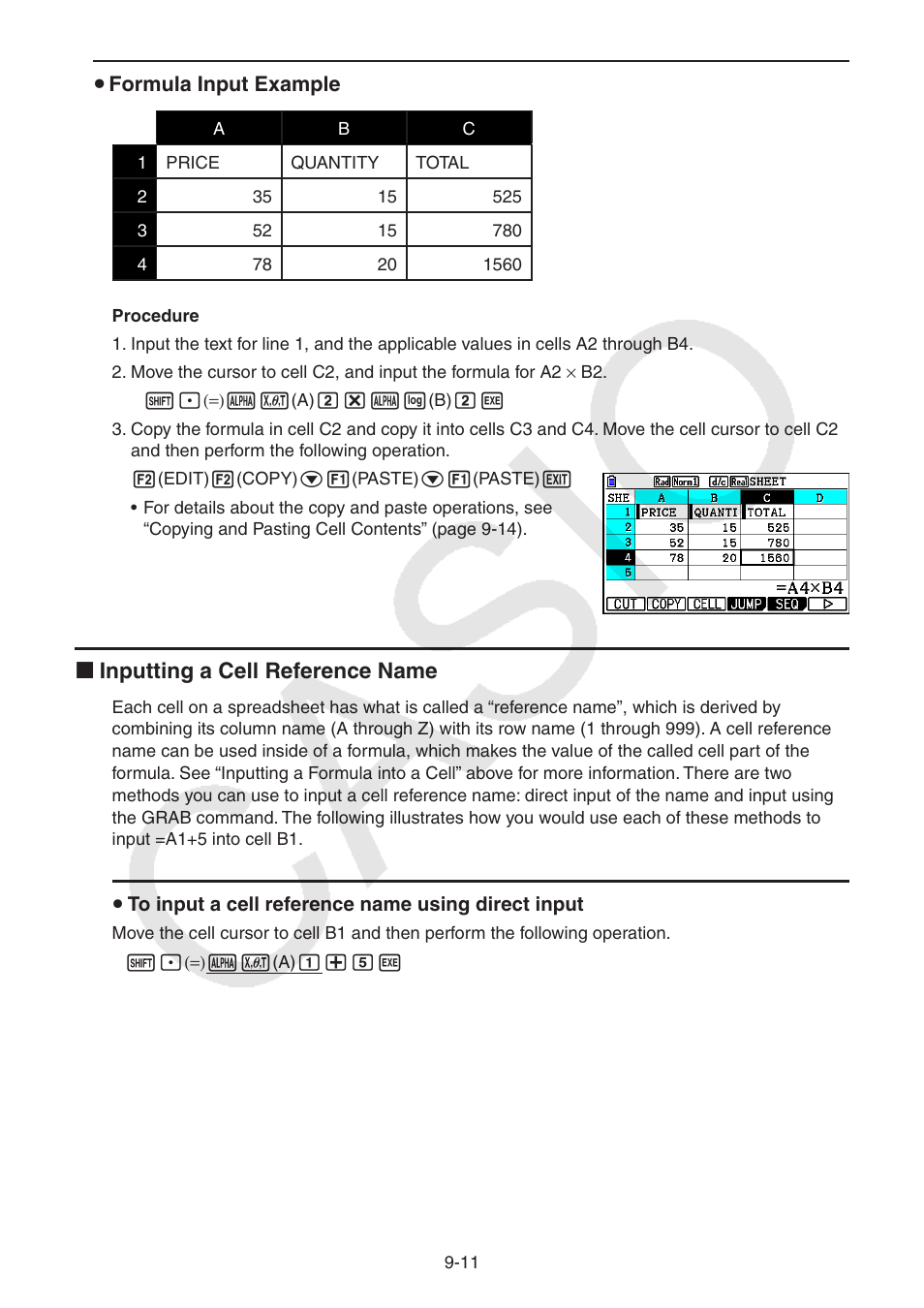 K inputting a cell reference name | Casio FX-CG10 User Manual | Page 362 / 601