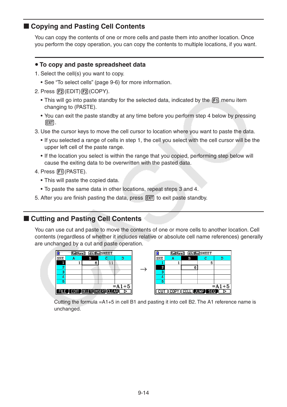 K copying and pasting cell contents, K cutting and pasting cell contents | Casio FX-CG10 User Manual | Page 365 / 601