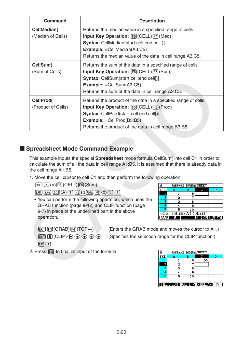 K spreadsheet, Mode command example | Casio FX-CG10 User Manual | Page 371 / 601