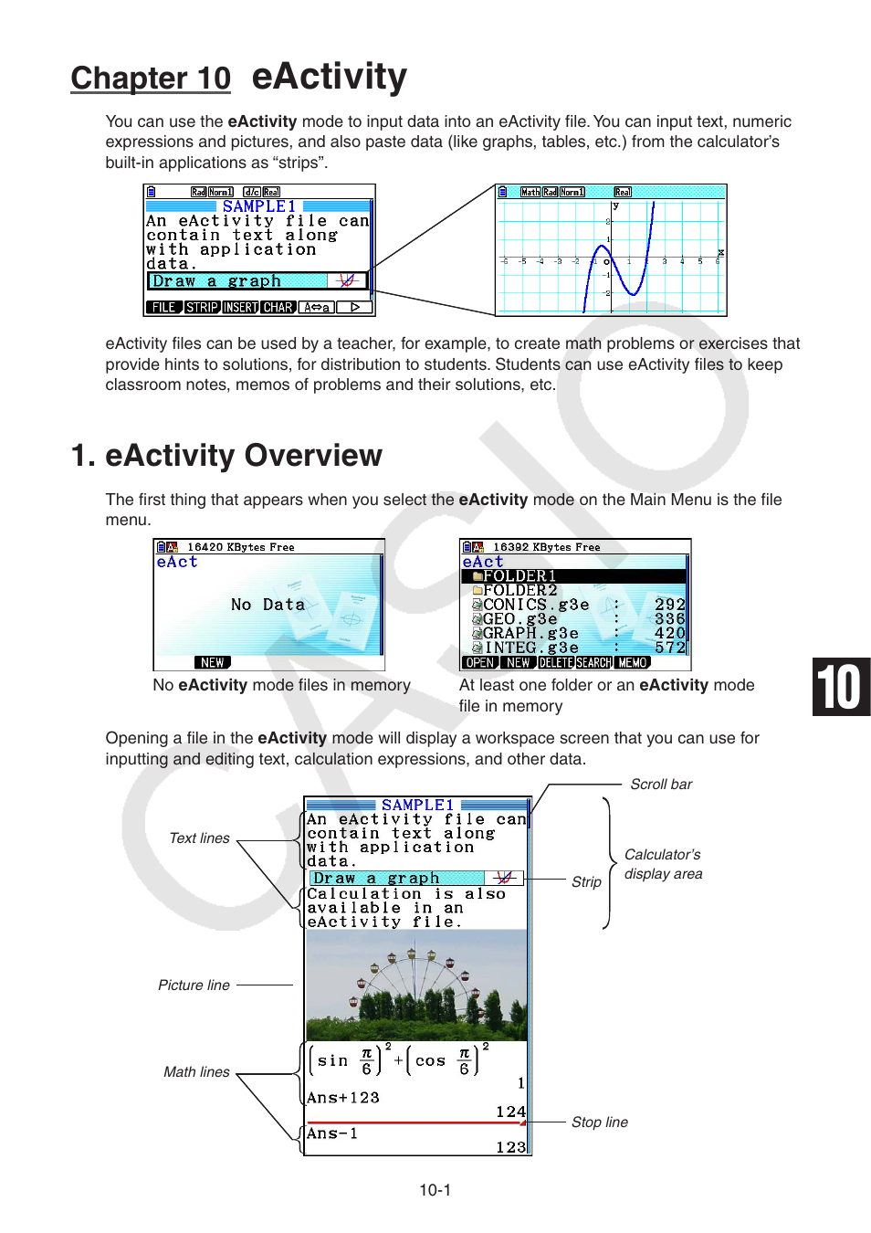 Chapter 10 eactivity, Eactivity overview, Eactivity | Overview, Chapter 10 | Casio FX-CG10 User Manual | Page 388 / 601