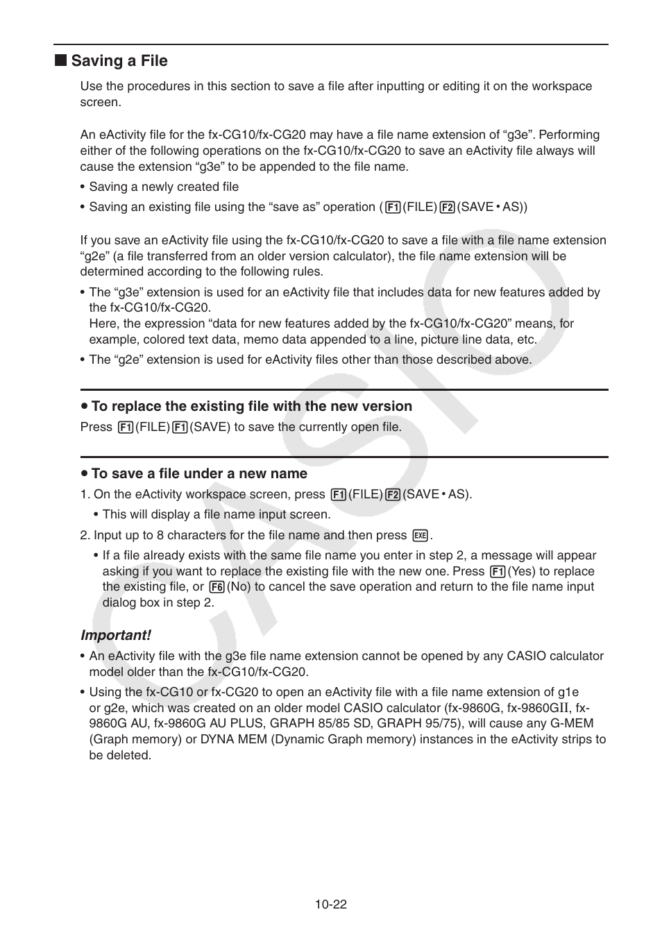 K saving a file | Casio FX-CG10 User Manual | Page 409 / 601