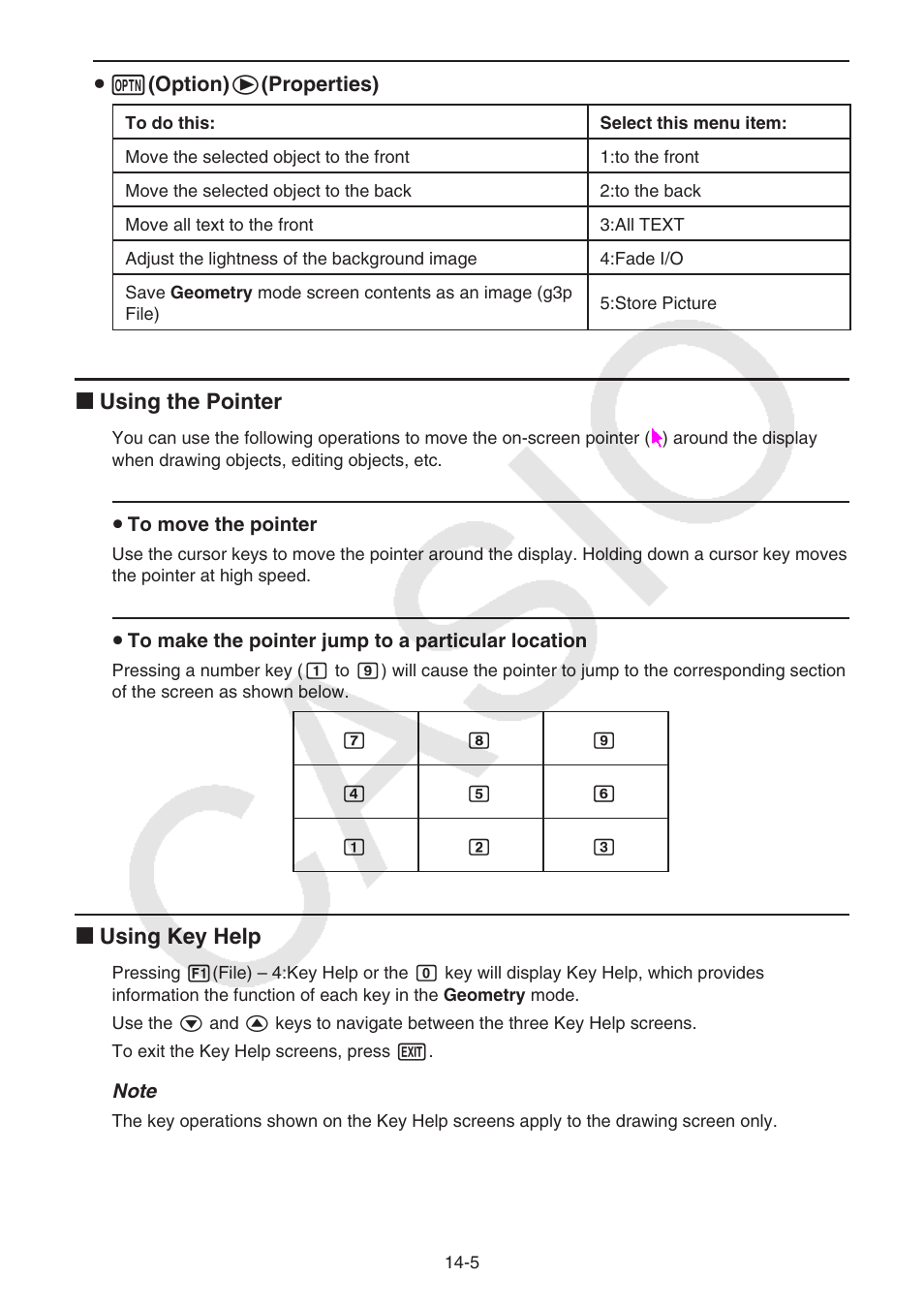 K using the pointer, K using key help | Casio FX-CG10 User Manual | Page 452 / 601