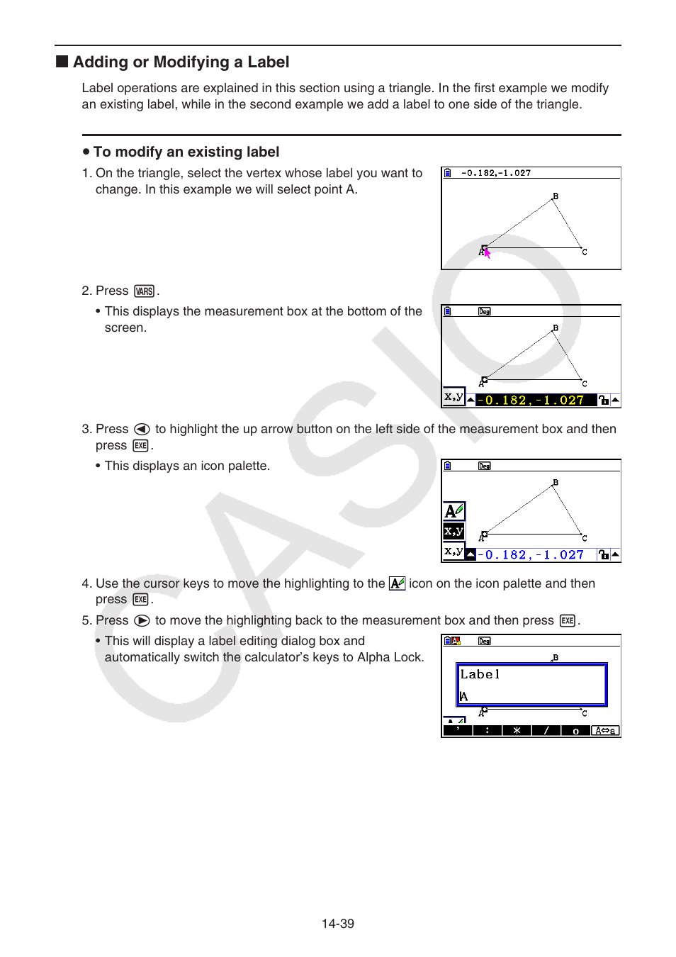 K adding or modifying a label | Casio FX-CG10 User Manual | Page 486 / 601