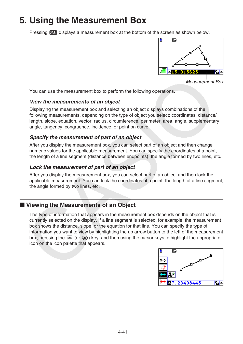 Using the measurement box, Using the measurement box -41 | Casio FX-CG10 User Manual | Page 488 / 601