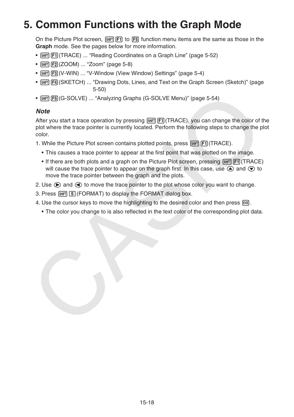 Common functions with the graph mode, Common functions with the graph mode -18 | Casio FX-CG10 User Manual | Page 529 / 601