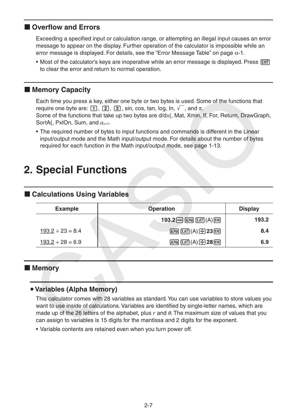 Special functions, Special, Functions | Casio FX-CG10 User Manual | Page 53 / 601