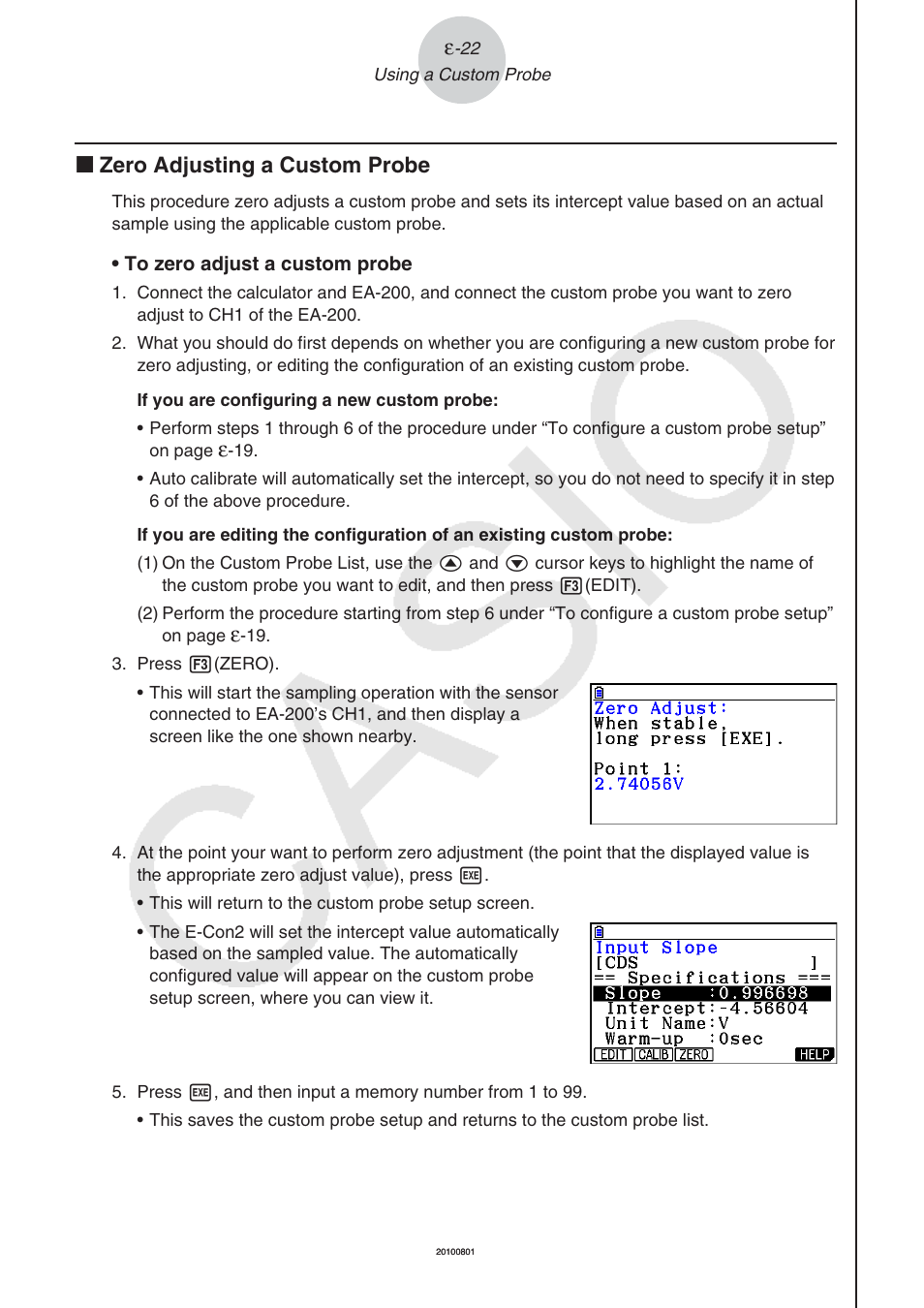 K zero adjusting a custom probe | Casio FX-CG10 User Manual | Page 567 / 601