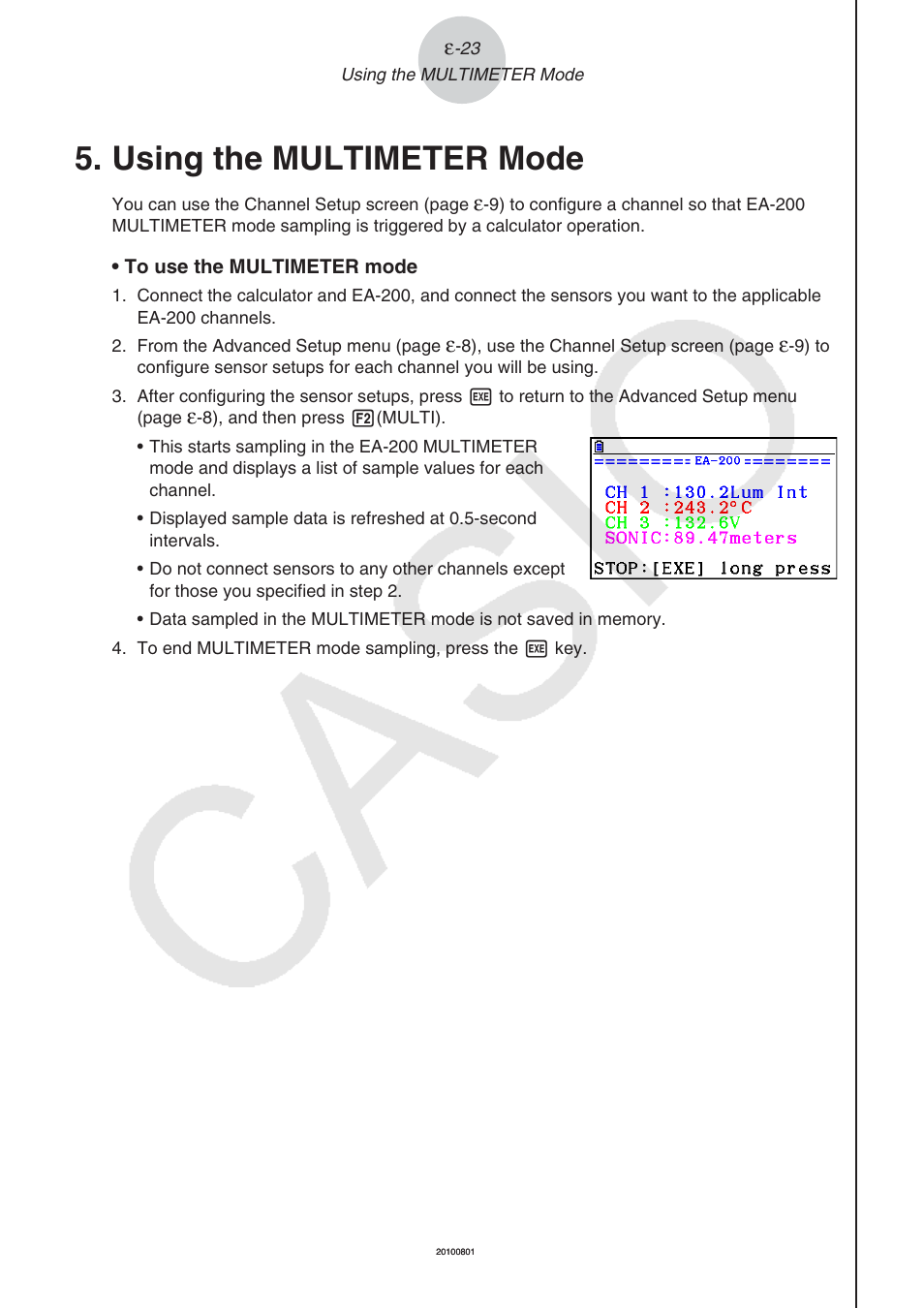 Using the multimeter mode | Casio FX-CG10 User Manual | Page 568 / 601