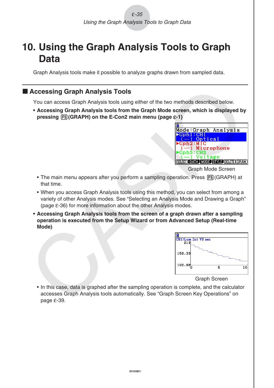 Using the graph analysis tools to graph data | Casio FX-CG10 User Manual | Page 580 / 601