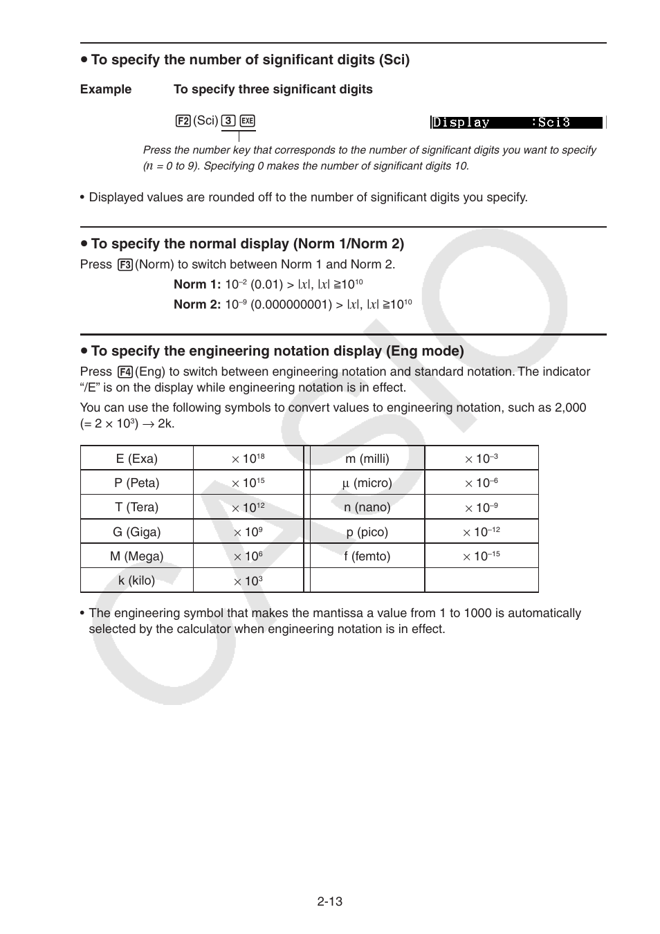 U to specify the normal display ( norm 1/norm 2) | Casio FX-CG10 User Manual | Page 59 / 601