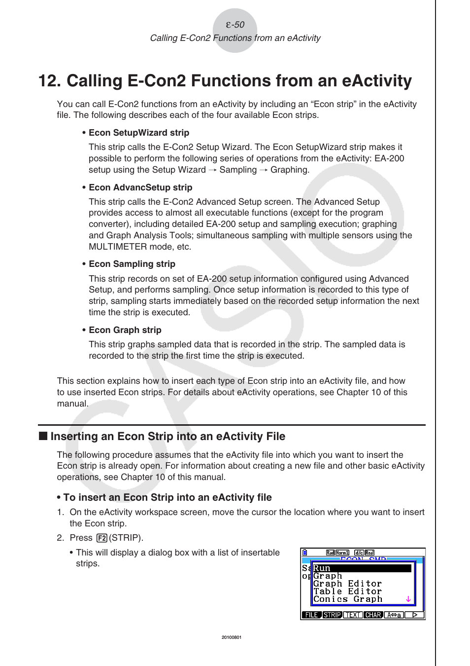 Calling e-con2 functions from an eactivity, K inserting an econ strip into an eactivity file | Casio FX-CG10 User Manual | Page 595 / 601
