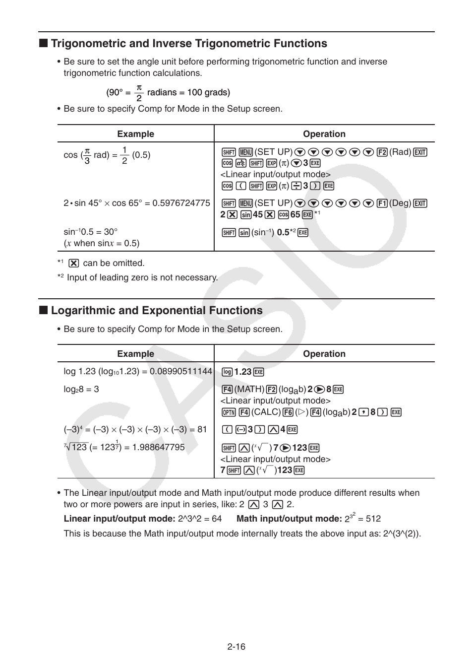 K logarithmic and exponential functions | Casio FX-CG10 User Manual | Page 62 / 601