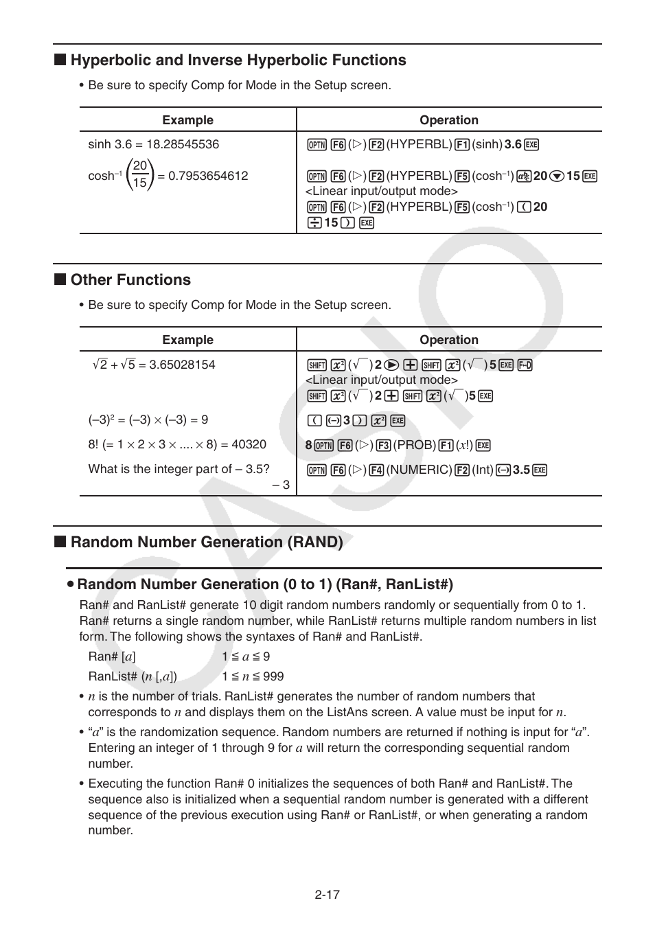 K hyperbolic and inverse hyperbolic functions, K other functions, K random number generation (rand) | Casio FX-CG10 User Manual | Page 63 / 601