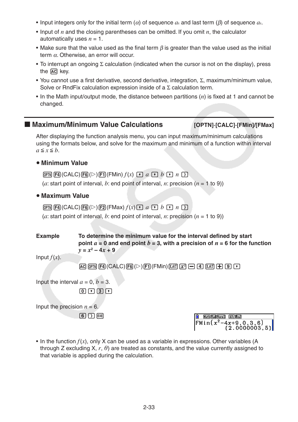 K maximum/minimum value calculations | Casio FX-CG10 User Manual | Page 79 / 601