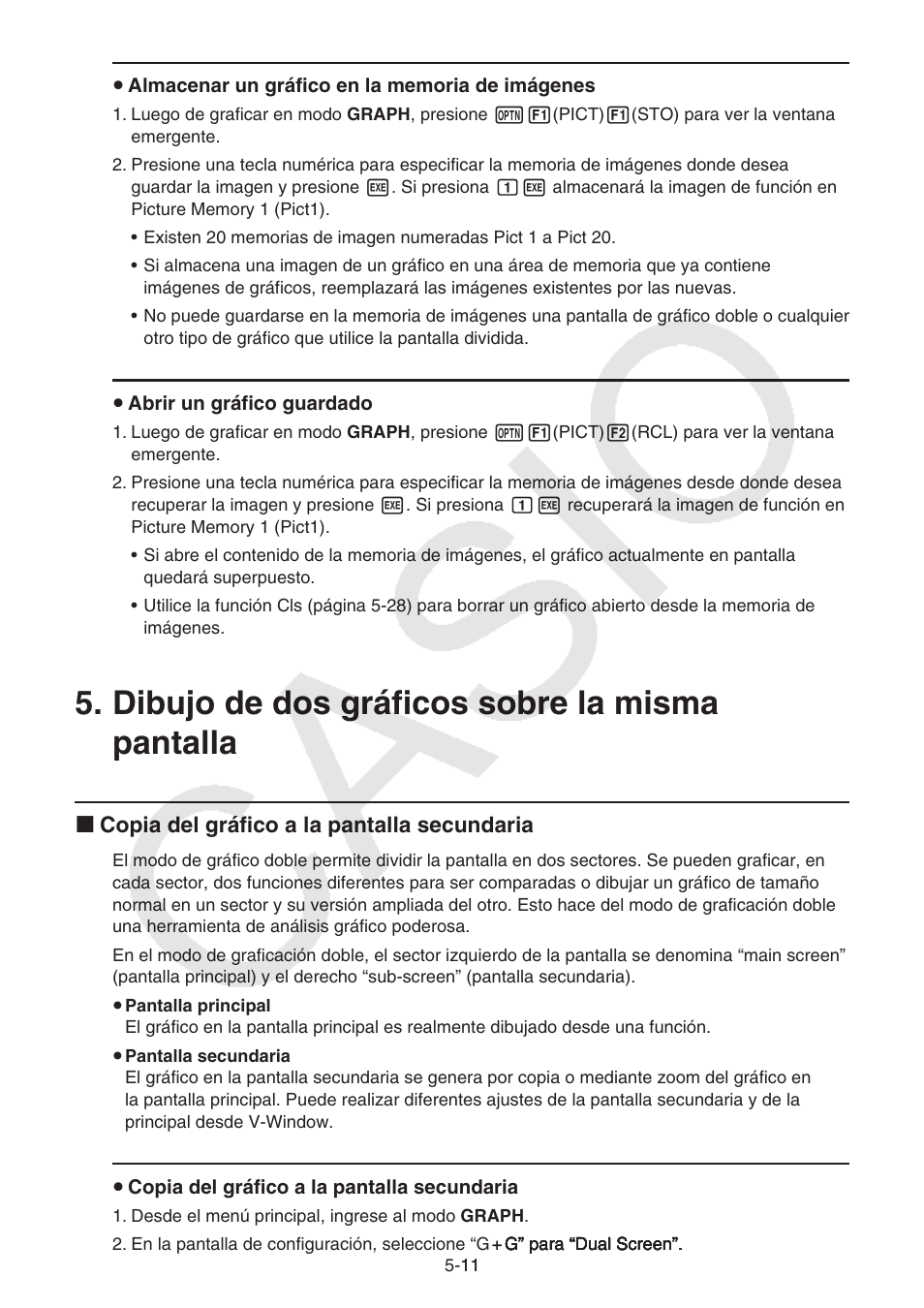 Dibujo de dos gráficos sobre la misma pantalla, Dibujo de dos gráficos sobre la misma pantalla -11 | Casio FX-9750GII User Manual | Page 119 / 411