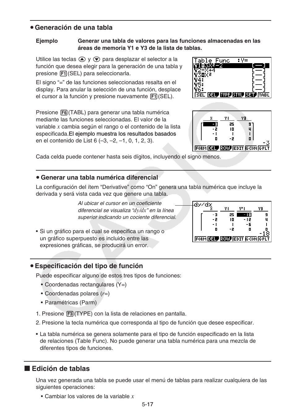 I edición de tablas | Casio FX-9750GII User Manual | Page 125 / 411