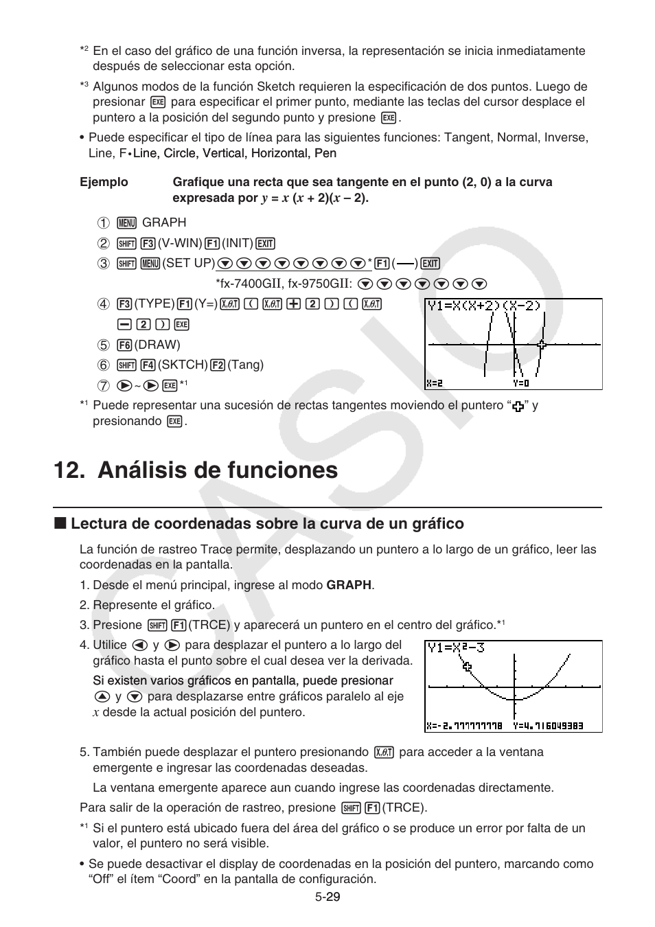 Análisis de funciones, Análisis de funciones -29 | Casio FX-9750GII User Manual | Page 137 / 411