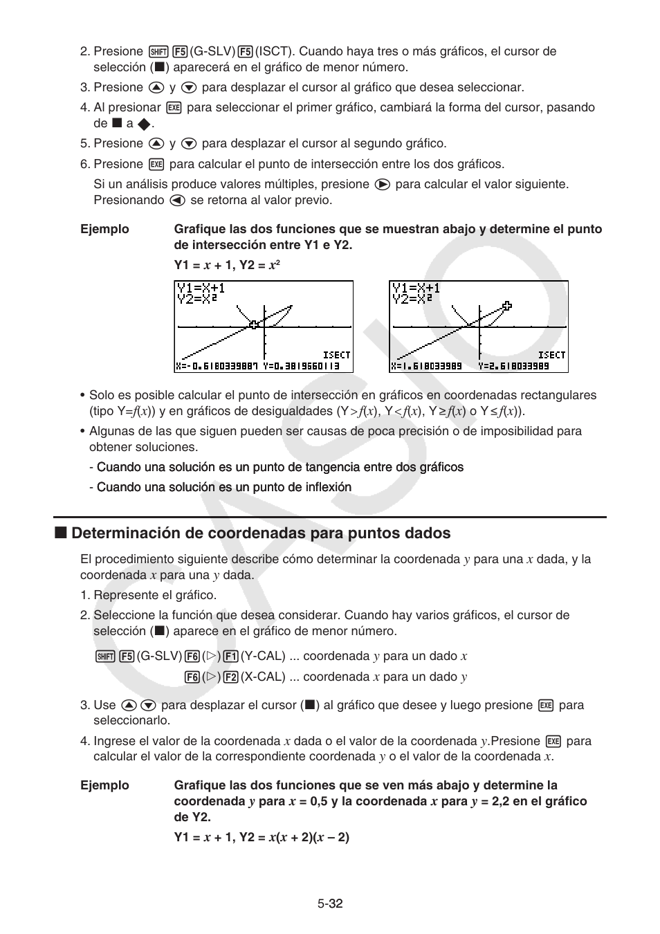 I determinación de coordenadas para puntos dados | Casio FX-9750GII User Manual | Page 140 / 411