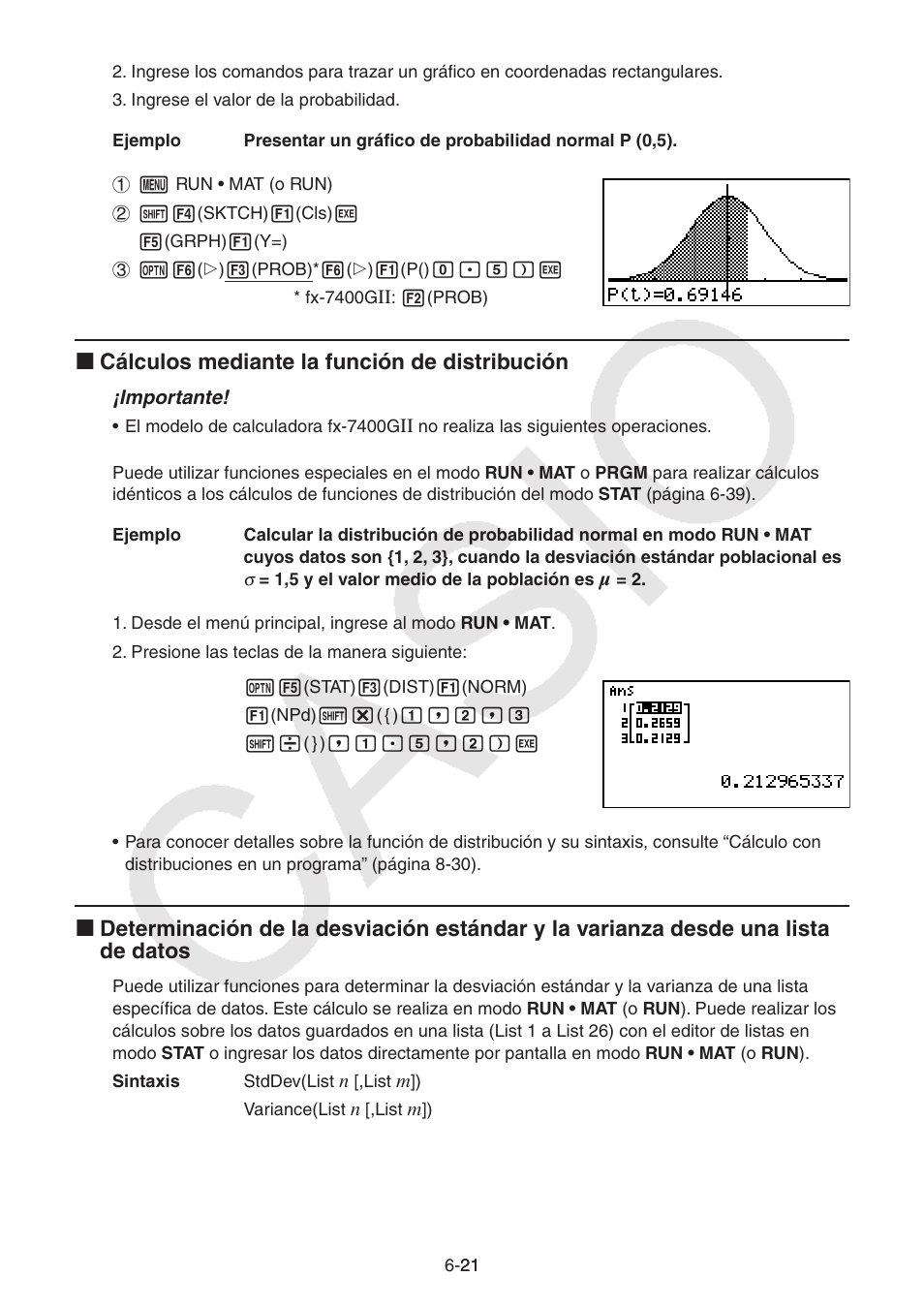 I cálculos mediante la función de distribución | Casio FX-9750GII User Manual | Page 164 / 411