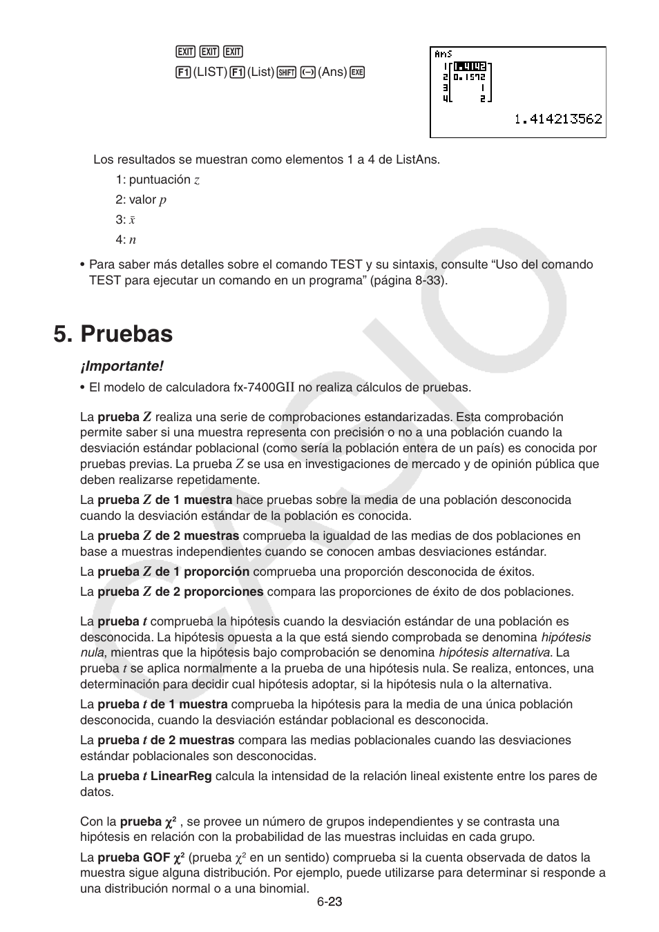 Pruebas | Casio FX-9750GII User Manual | Page 166 / 411