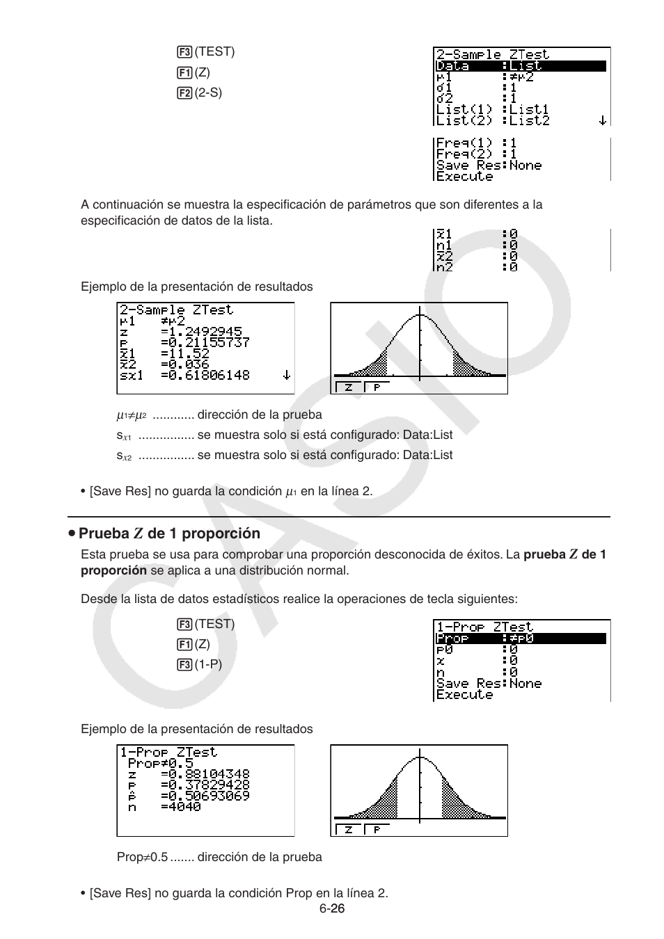 S prueba, De 1 proporción | Casio FX-9750GII User Manual | Page 169 / 411