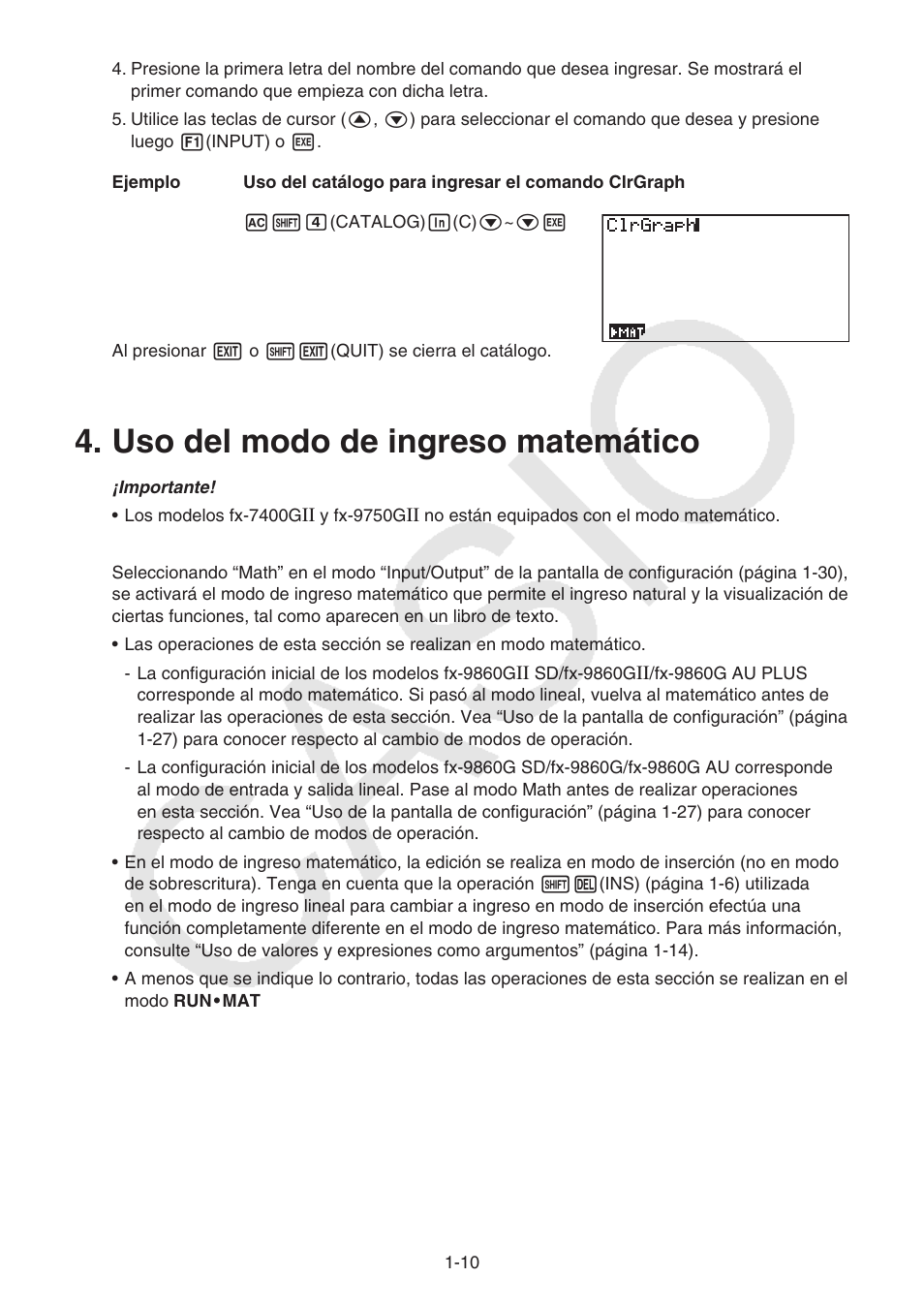 Uso del modo de ingreso matemático, Uso del modo de ingreso matemático -10 | Casio FX-9750GII User Manual | Page 17 / 411