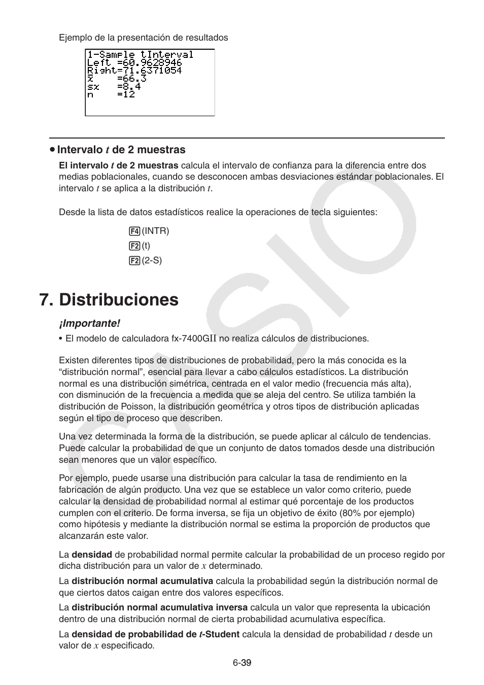 Distribuciones | Casio FX-9750GII User Manual | Page 182 / 411