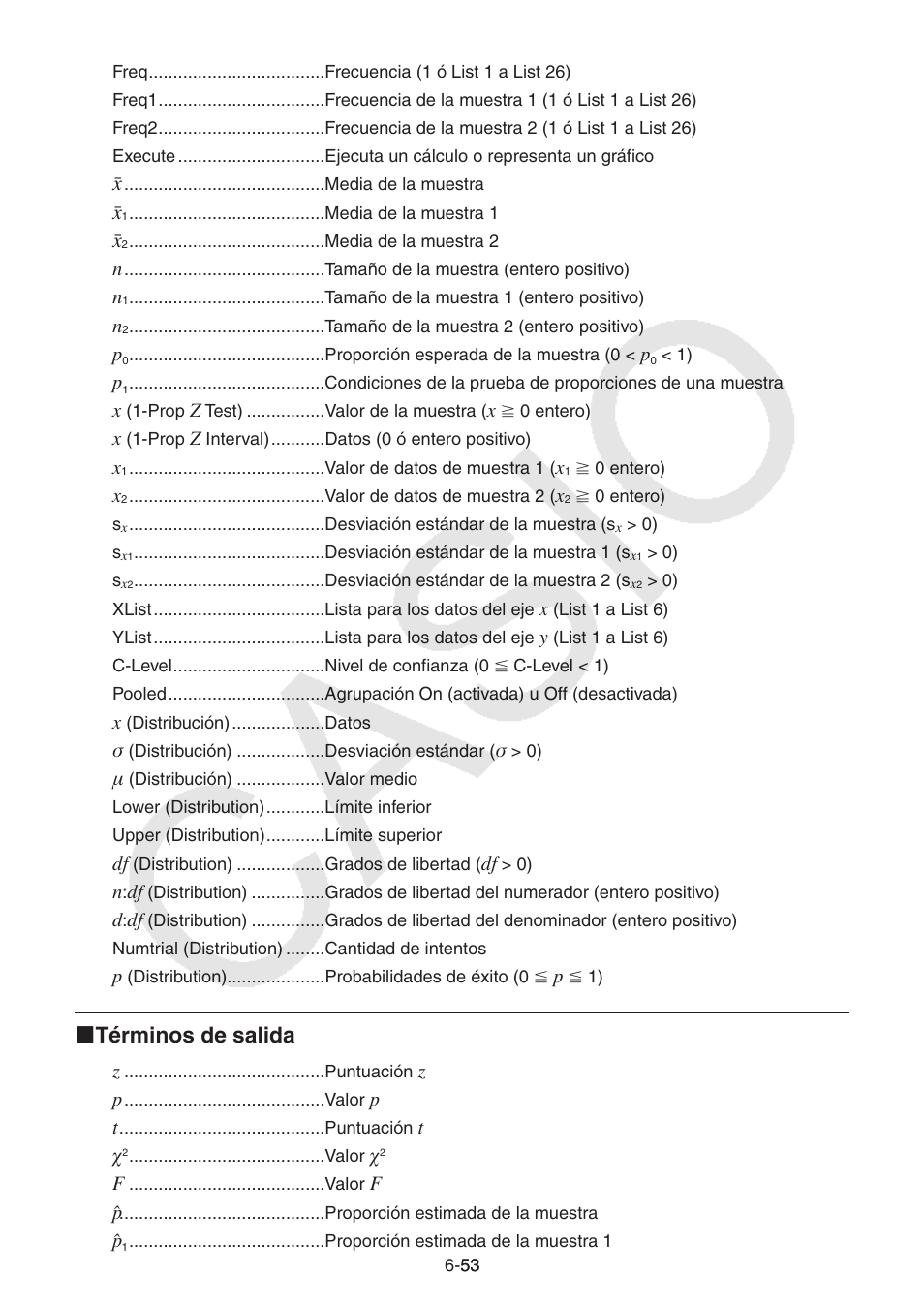 I términos de salida | Casio FX-9750GII User Manual | Page 196 / 411