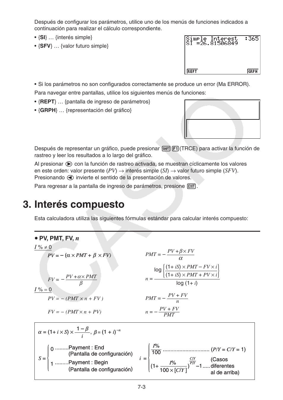 Interés compuesto, Interés, Compuesto | Casio FX-9750GII User Manual | Page 203 / 411