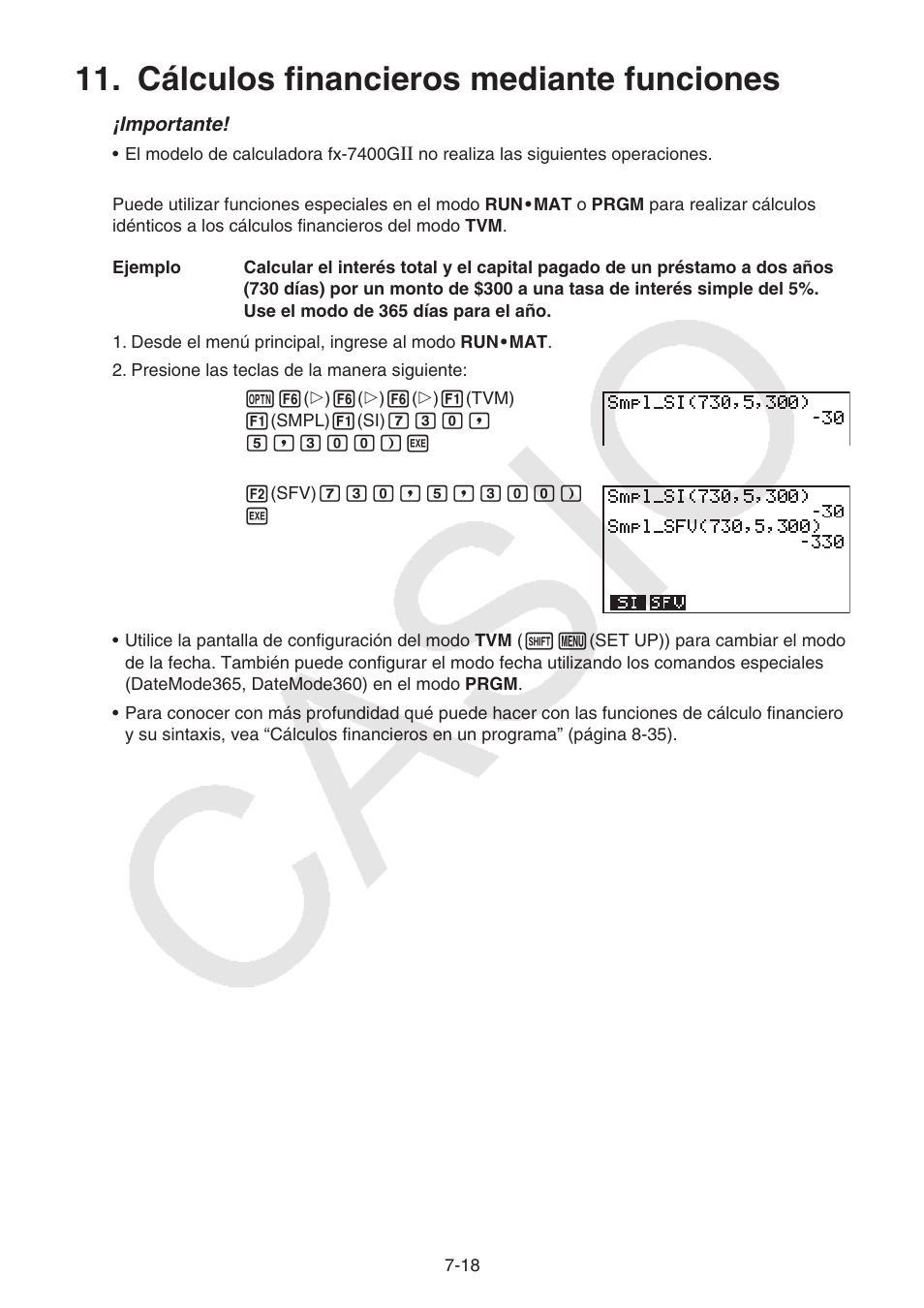 Cálculos financieros mediante funciones, Cálculos financieros mediante funciones -18 | Casio FX-9750GII User Manual | Page 218 / 411