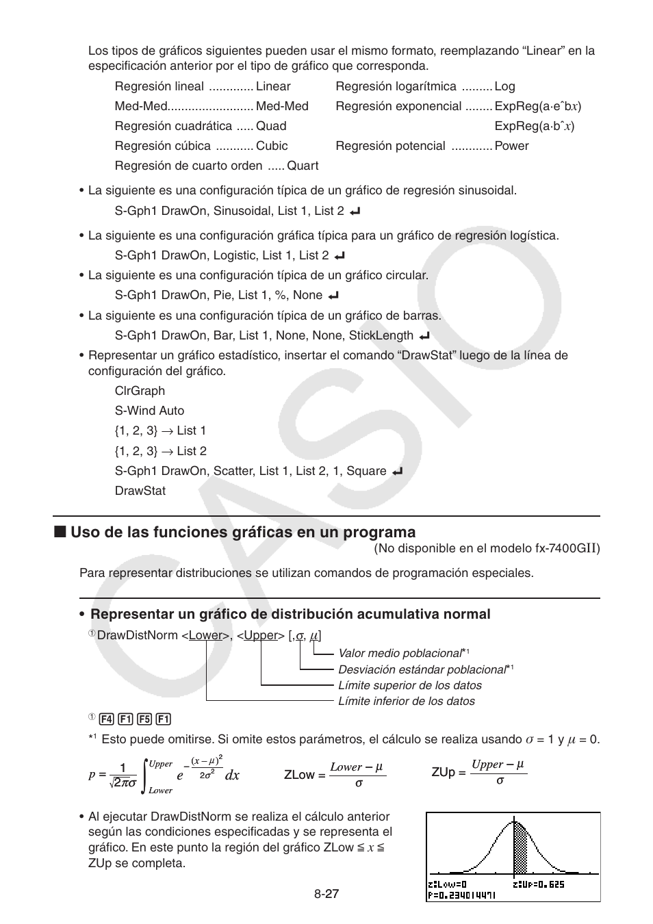 I uso de las funciones gráficas en un programa | Casio FX-9750GII User Manual | Page 245 / 411