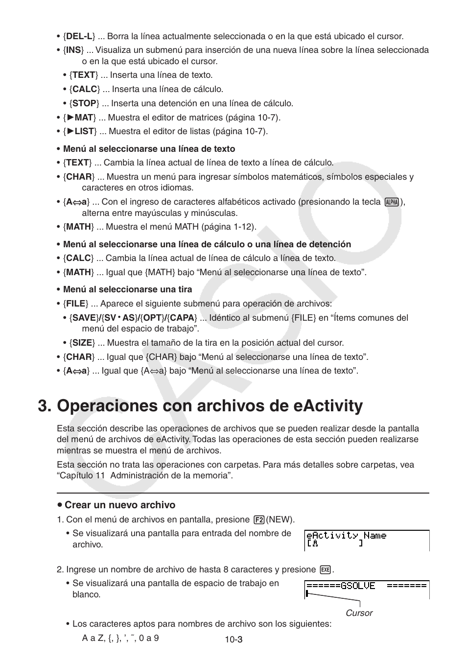 Operaciones con archivos de eactivity, Operaciones con archivos de eactivity -3 | Casio FX-9750GII User Manual | Page 286 / 411