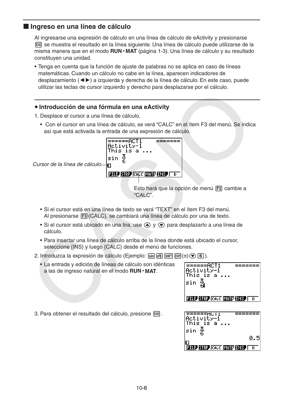 I ingreso en una línea de cálculo | Casio FX-9750GII User Manual | Page 289 / 411