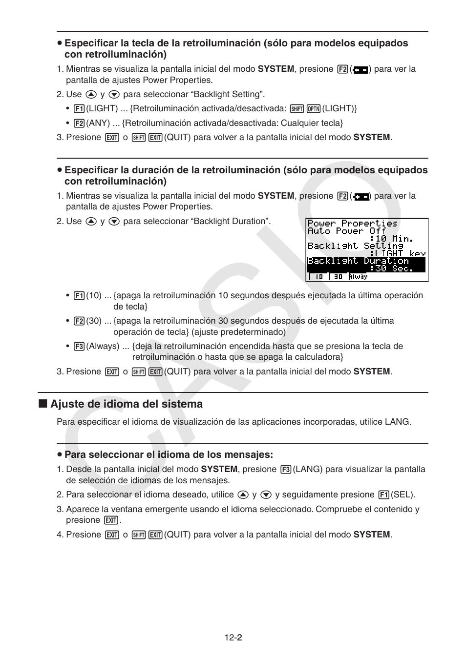 I ajuste de idioma del sistema | Casio FX-9750GII User Manual | Page 308 / 411