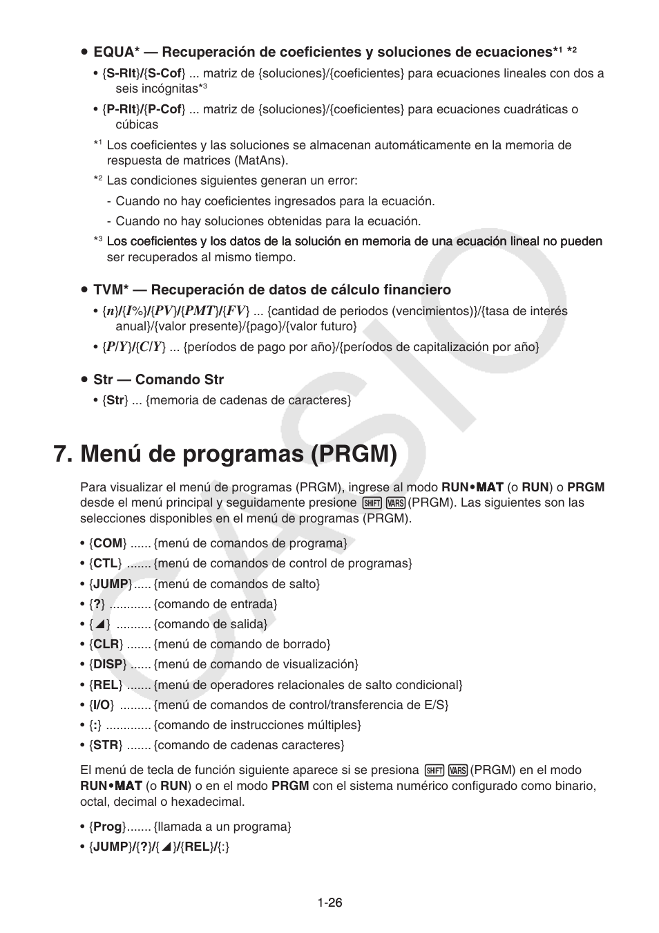 Menú de programas (prgm), Menú de programas (prgm) -26 | Casio FX-9750GII User Manual | Page 33 / 411