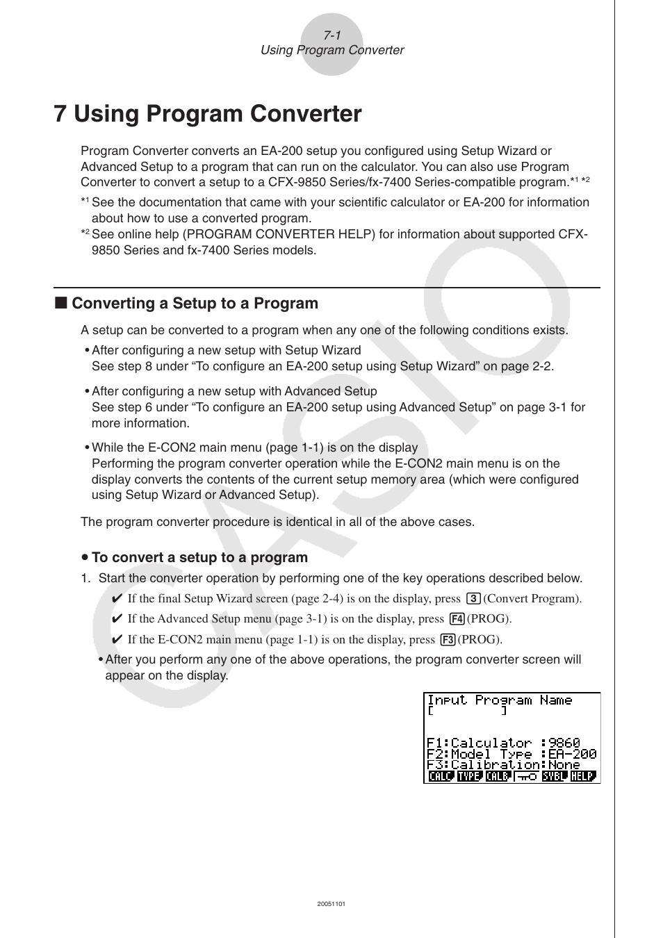 7 using program converter, K converting a setup to a program | Casio FX-9750GII User Manual | Page 374 / 411