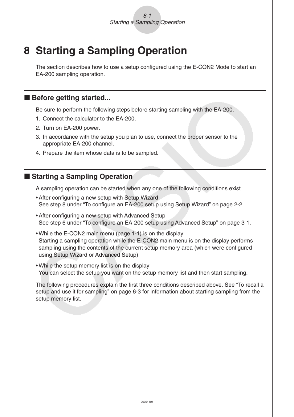 8 starting a sampling operation | Casio FX-9750GII User Manual | Page 379 / 411