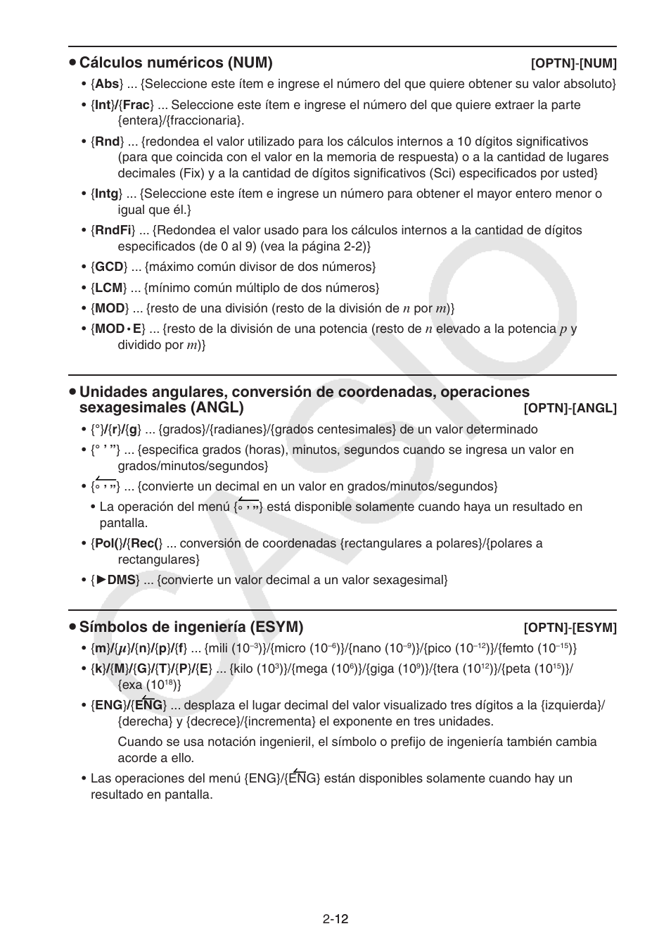 S cálculos numéricos (num), S símbolos de ingeniería (esym) | Casio FX-9750GII User Manual | Page 51 / 411