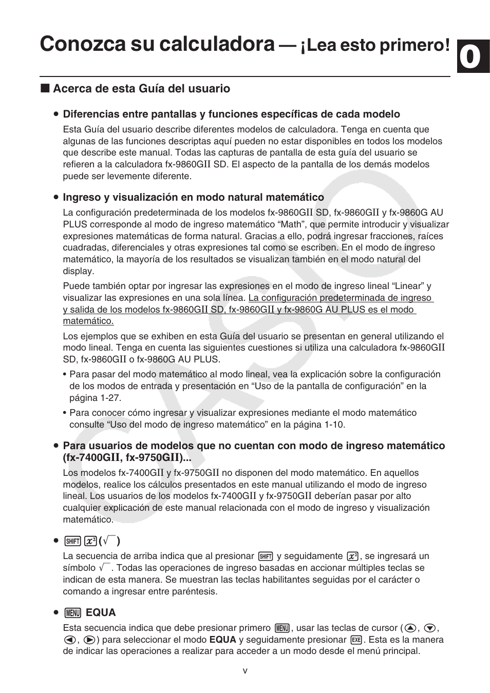 Conozca su calculadora — ¡lea esto primero, Conozca su calculadora, Lea esto primero | Casio FX-9750GII User Manual | Page 6 / 411