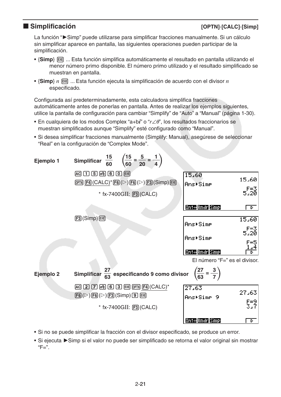 I simplificación | Casio FX-9750GII User Manual | Page 60 / 411