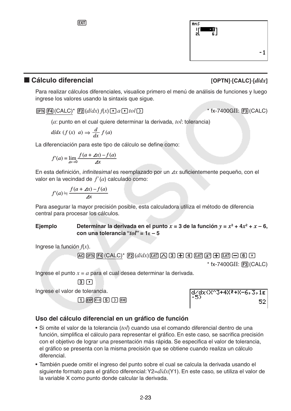 I cálculo diferencial | Casio FX-9750GII User Manual | Page 62 / 411