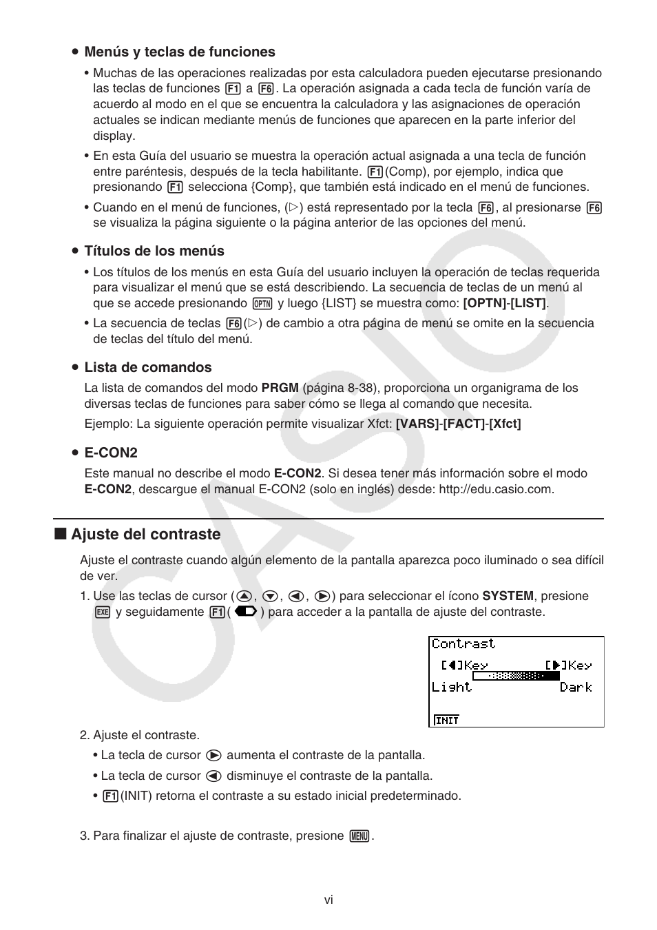 I ajuste del contraste | Casio FX-9750GII User Manual | Page 7 / 411