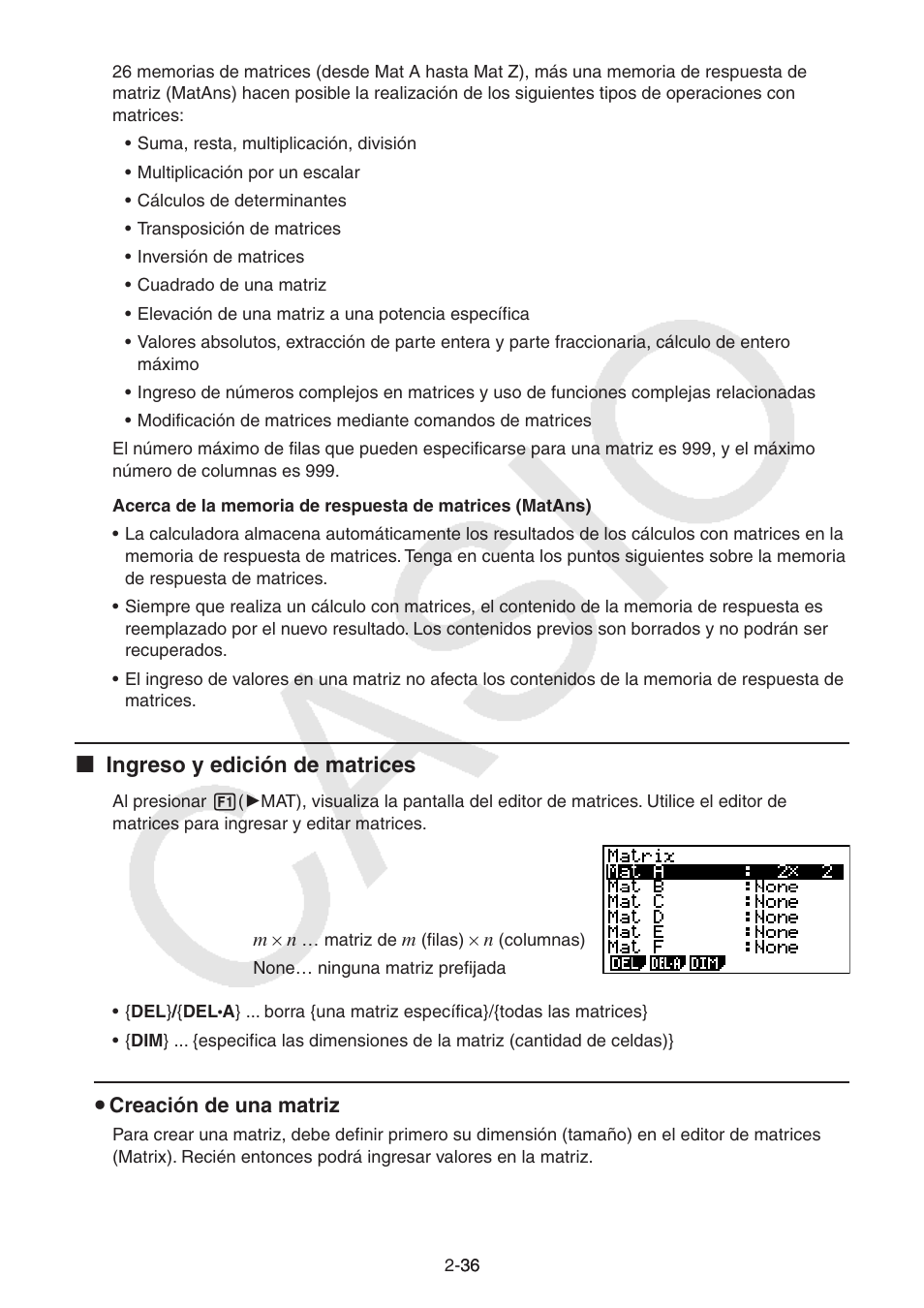 I ingreso y edición de matrices | Casio FX-9750GII User Manual | Page 75 / 411