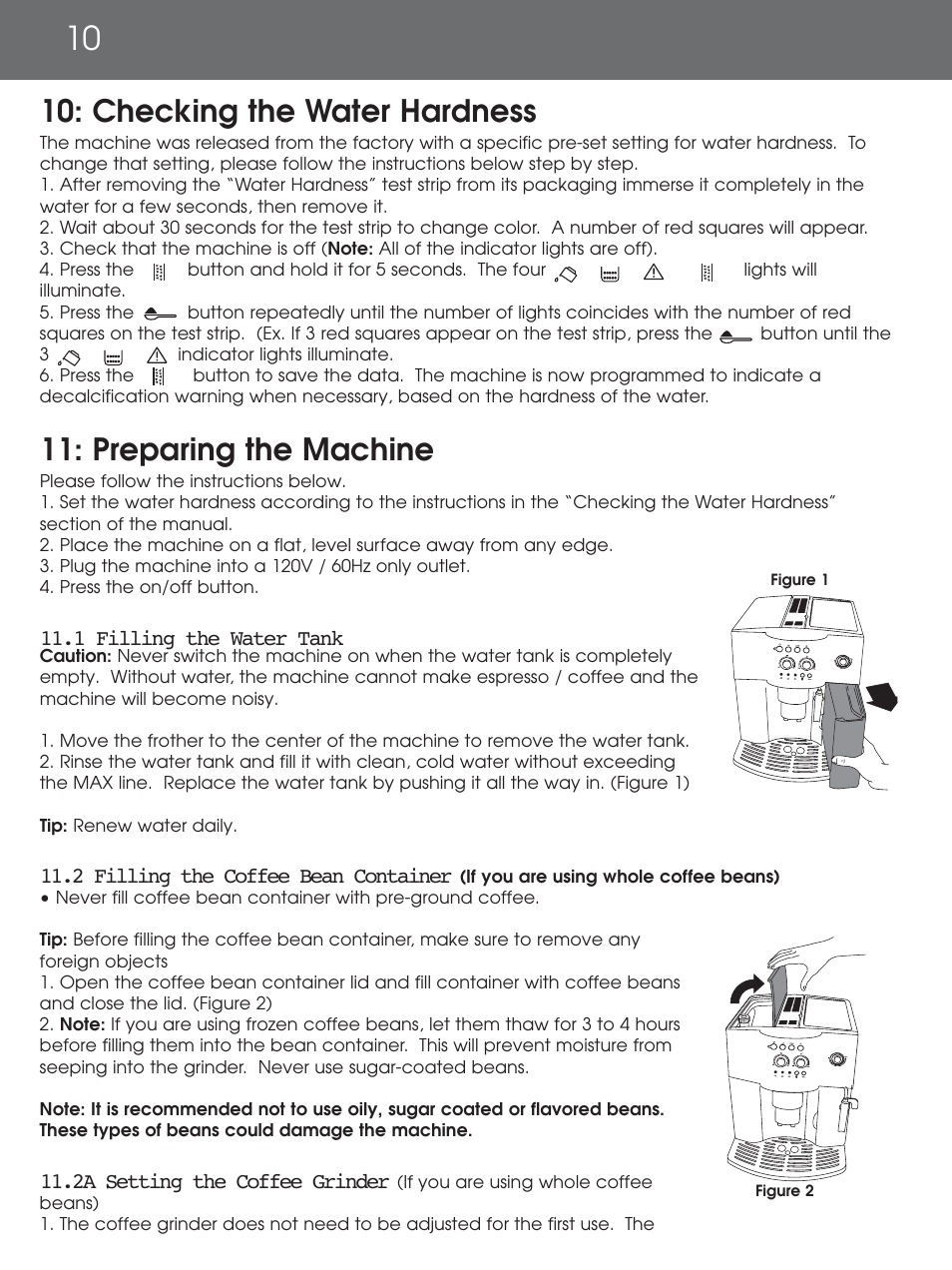 Checking the water hardness, Preparing the machine | DeLonghi EAM4000 Series User Manual | Page 10 / 108