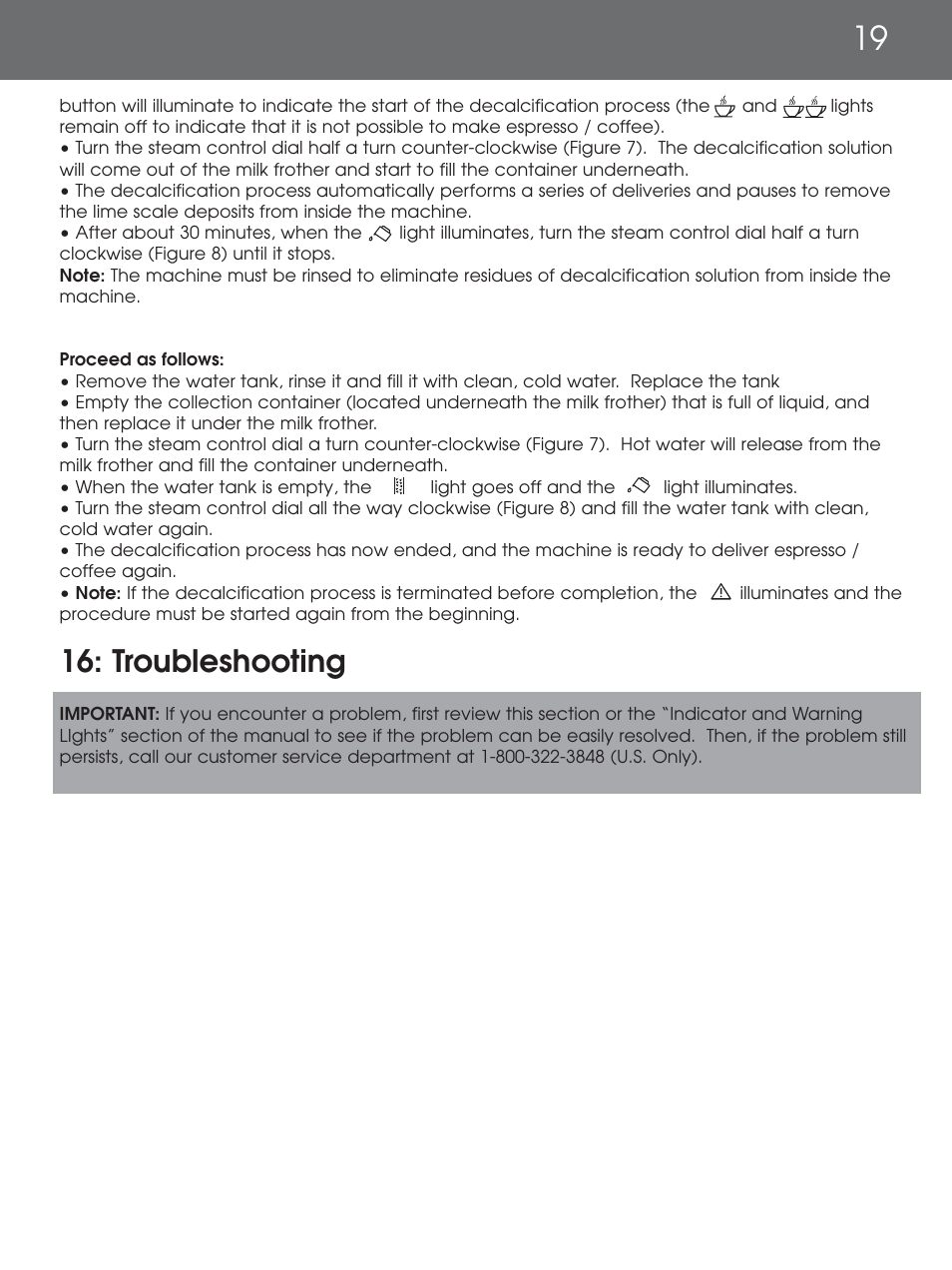 Troubleshooting | DeLonghi EAM4000 Series User Manual | Page 19 / 108