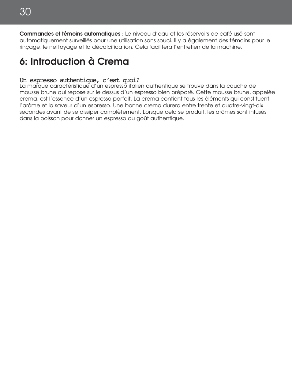 Introduction à crema | DeLonghi EAM4000 Series User Manual | Page 30 / 108