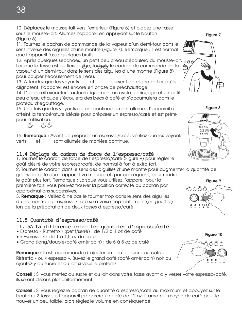 4 réglage du cadran de force de l’espresso/café | DeLonghi EAM4000 Series User Manual | Page 38 / 108